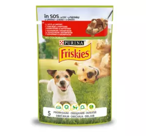 Вологий корм Friskies (Фріскіс) шматочки у підливці з яловичиною та картоплею для дорослих собак, 100 г