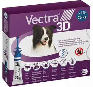 Vectra 3D (Вектра 3D) для Собак вагою 10 - 25 кг (1 піпетка 3.6 мл), Ceva Франція