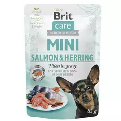 Вологий корм Brit Care Mini для собак, з філе лосося та оселедця в соусі, 85 г