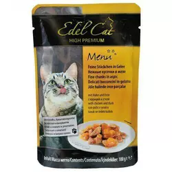 Вологий корм Edel Cat для котів, з куркою та качкою в желе, 100 г