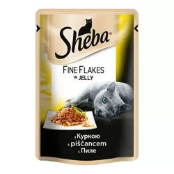 Sheba Fine Flakes in Gelly (пауч) Консервы для кошек с курицей в желе / 85 гр