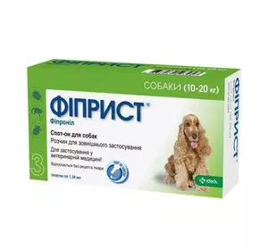 Фіприст Спот-он краплі від бліх, кліщів та власоїдів, для собак 10-20 кг упаковка №3 піпетки по 1.34 мл KRKA