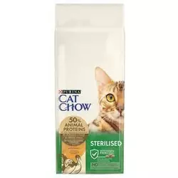 Сухий корм для дорослих стерилізованих кішок Cat Chow Sterilised з індичкою 15 кг