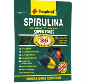 Сухий корм для акваріумних риб Tropical у пластівцях "Super Spirulina Forte" 12 г (для травоїдних риб)