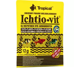 Сухий корм для акваріумних риб Tropical у пластівцях "Ichtio-Vit" 12 г (для всіх акваріумних риб)