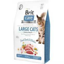 Сухий корм для котів великих порід Бріт Brit Care Cat GF Large cats Power&Vitality з качкою та куркою, 2 кг