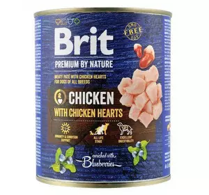 Вологий корм Brit Premium by Nature для собак, курка з курячим серцем, 800 г