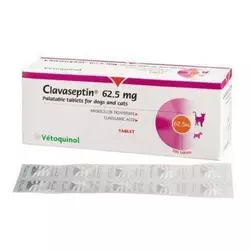 Клавасептин (Clavaseptin) 62,5 мг 10 таб. - 1т/5 кг (для лікування котів та собак при захворюваннях шкіри)