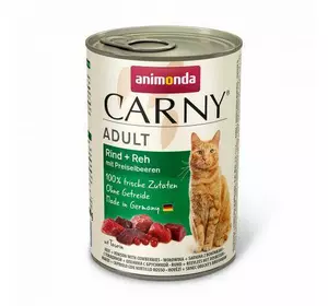 Вологий корм Animonda Carny для дорослих котів, з яловичиною, олениною та брусницею, 400 г