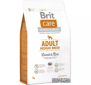 Сухий корм для дорослих собак середніх порід Бріт Brit Care Adult Medium Breed Lamb & Rice 3 кг