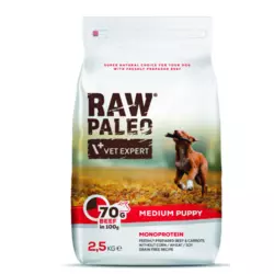 Сухий корм для щенят Vet Expert Raw Paleo Puppy Medium Beef з яловичиною 2.5кг
