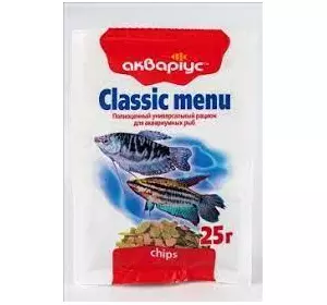 Корм для риб Акваріус класик меню чіпси упаковка 25 г