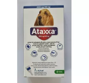 Атакса (Ataxxa) краплі для собак від 25 до 40 кг проти бліх, кліщів, вошей, волосоїдів (4,0 мл 1 піпетка) KRKA