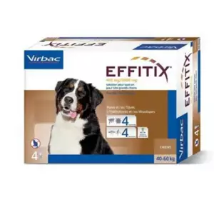"Virbac EFFITIX" - краплі від бліх, кліщів, комарів для собак від 40 до 60 кг (4 шт в упаковці)
