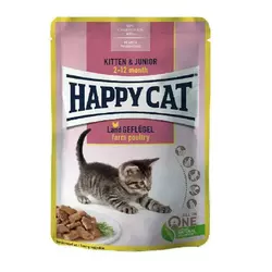 Вологий корм Happy Cat (Хеппі Кет) Kitten&Junior Land-Geflugel з птицею для кошенят (шматочки в соусі), 85 г