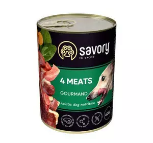 Вологий корм Savory для дорослих собак усіх порід, з чотирма видами м'яса, 400 г