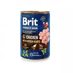 Вологий корм для собак Бріт Brit Premium by Nature курка з курячим серцем (консерва), 400 г
