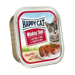 Повноцінний консервований корм Happy Cat Duo Geflugel&Rind з птицею та яловичиною для кішок, 100 г