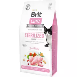 Сухий корм для стерилізованих котів Бріт Brit Care Cat GF Sterilized Sensitive з чутливим травленням, 2 кг