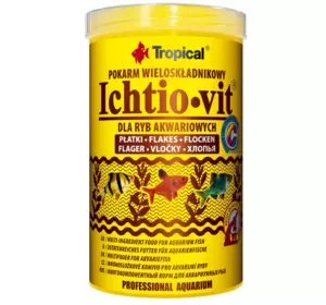 Сухий корм для акваріумних риб Tropical у пластівцях "Ichtio-Vit" 100гр\500мл (для всіх акваріумних риб)