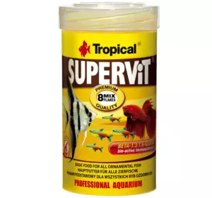 Сухий корм для акваріумних риб Tropical у пластівцях "Supervit" 100мл\20г (для всіх акваріумних риб)