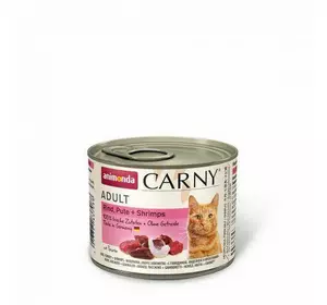 Вологий корм Animonda Carny для дорослих котів, з яловичиною, індичкою та креветками, 200 г
