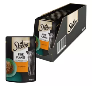 Вологий корм Sheba (Шеба) cij POU для дорослих котів з індичкою в желе 85 г (блок 28 шт)