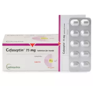 Цефасептин (Cefaseptin) 75 мг №10 таблеток 1т/5 кг (для лікування котів та собак при захворюваннях шкіри) Vetoquinol