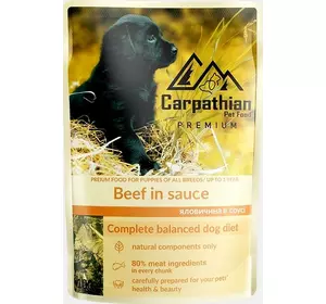 Вологий корм для цуценят всіх порід Pet Food Яловичина в соусі 100 г Carpathian