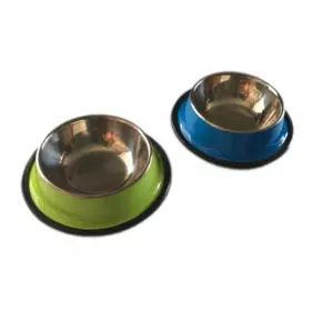 Миска для собаки з нержавіючої сталі кругла кольорова 20-6-10 (22см,0.4л)