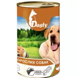 "Dasty"-повноцінний вологий корм для дорослих собак, птиця, 1240гр
