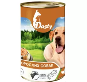 Повноцінний вологий корм Дасті Dasty консерви для собак з птицею 1240 г
