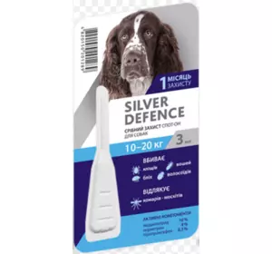 Краплі на холку Silver Defence (Сільвер Дефенс) від бліх, кліщів і комарів для собак вагою 10 - 20 кг