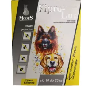Краплі ModeS Фіпро-Люкс протипаразитарні для собак і котів 10 - 25 кг (4 шт х 2 мл)