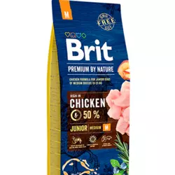 Сухий корм Бріт Brit Premium Junior М для цуценят і молодих собак великих порід віком від 2 до 12 місяців, 15 кг