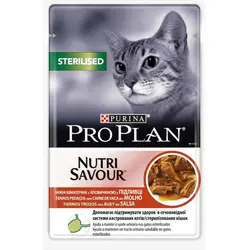 Вологий корм для кішок Purina Pro Plan Sterilised Nutrisavour з яловичиною 85 г