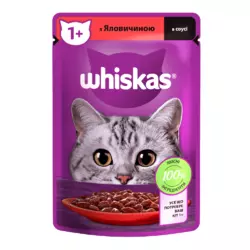 Whiskas® З яловичиною в соусі для дорослих котів 85г