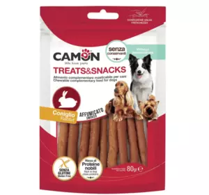 "Camon Treats & Snacks" - в'ялена закуска "Кролячі палички" для дорослих собак, 80г 14шт/уп