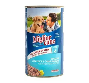 Вологий корм Migliorcane для собак, шматочки з рибою та білим м'ясом, 1250 г