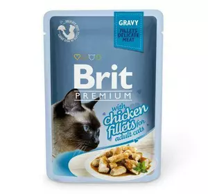 Вологий корм Brit Premium Cat Pouch для котів, філе курки в соусі, 85 г