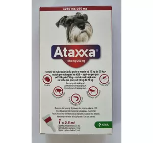 Атакса (Ataxxa) краплі для собак від 10 до 25 кг проти бліх, кліщів, вошей, волосоїдів 2,5 мл 1 піпетка KRKA