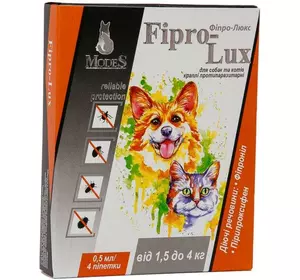 Краплі ModeS Фіпро-Люкс протипаразитарні для собак і котів 1.5 - 4 кг (4 шт х 0.5 мл)