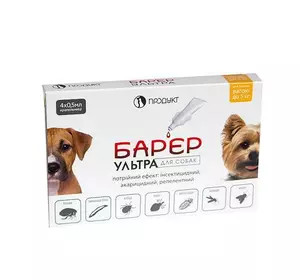 Бар'єр Ультра краплі від бліх та кліщів для собак до 1.5 - 5 кг (4 ампули х 0.5 мл), Продукт