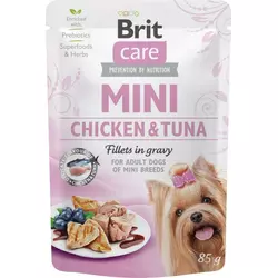 Вологий корм для собак Бріт Brit Care Mini філе курка і тунець у соусі 85 г