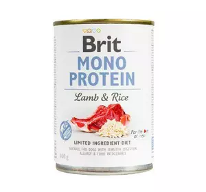 Вологий корм Brit Mono Protein Lamb & Rice для собак, з ягнятиною та рисом, 400 г