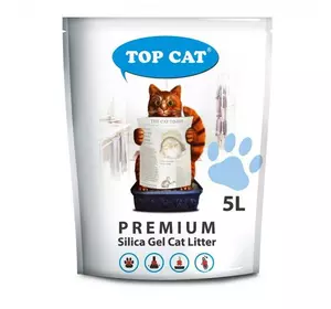 Силикагелевый наповнювач TOP CAT Premium 5 літрів для котячого туалету