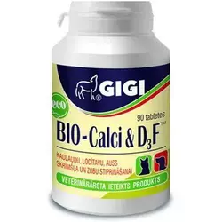 Вітаміни GIGI Віо-Calci & D3F для собак та котів - 1 таблетка на 5 кг ваги, №90