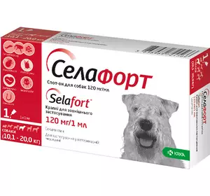 Селафорт (Selafort) краплі від бліх кліщів і гельмінтів для собак вагою 10-20 кг 1 піпетка KRKA