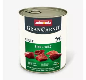 Вологий корм Animonda GranCarno для дорослих собак, з яловичиною та дичиною, 800 г
