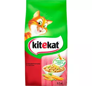 Сухий корм для дорослих кішок KiteKat (КітіКет) з яловичиною та овочами 12 кг